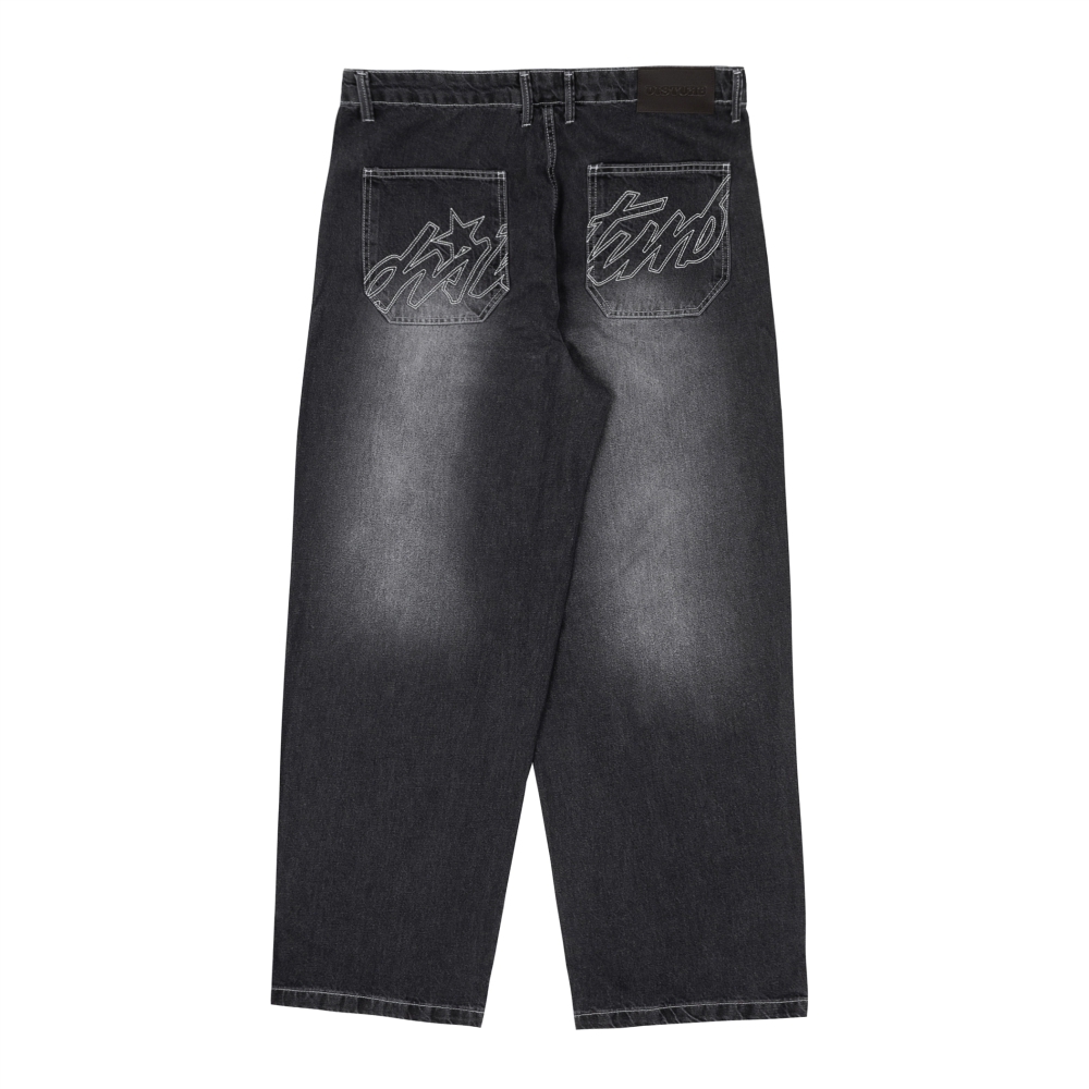 Calça Disturb - Faded Denim - Preto